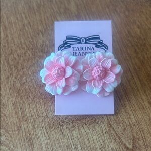 Tarina Tarantino Pink and White Flower Post Earrings